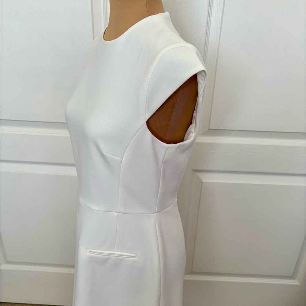 French Connection White Cap Sleeve Sheath Dress Size 8 | Elegant Minimalist NWOT - Picture 5 of 11
